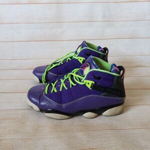 Nike Air Jordan 6 Rings Bel Air Sneakers Men's Size 9 Purple Green Lace Up